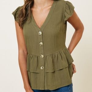 2/$25❤️ Button Down Peplum (Olive)